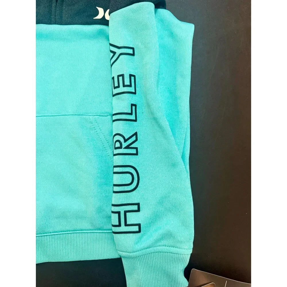 Hurley Boys Half Zip Pullover Jacket Size 4 Teal Black NWT